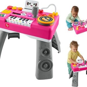 Fisher-Price Pink Musical Activity Table with Gray Legs and Colorful Buttons